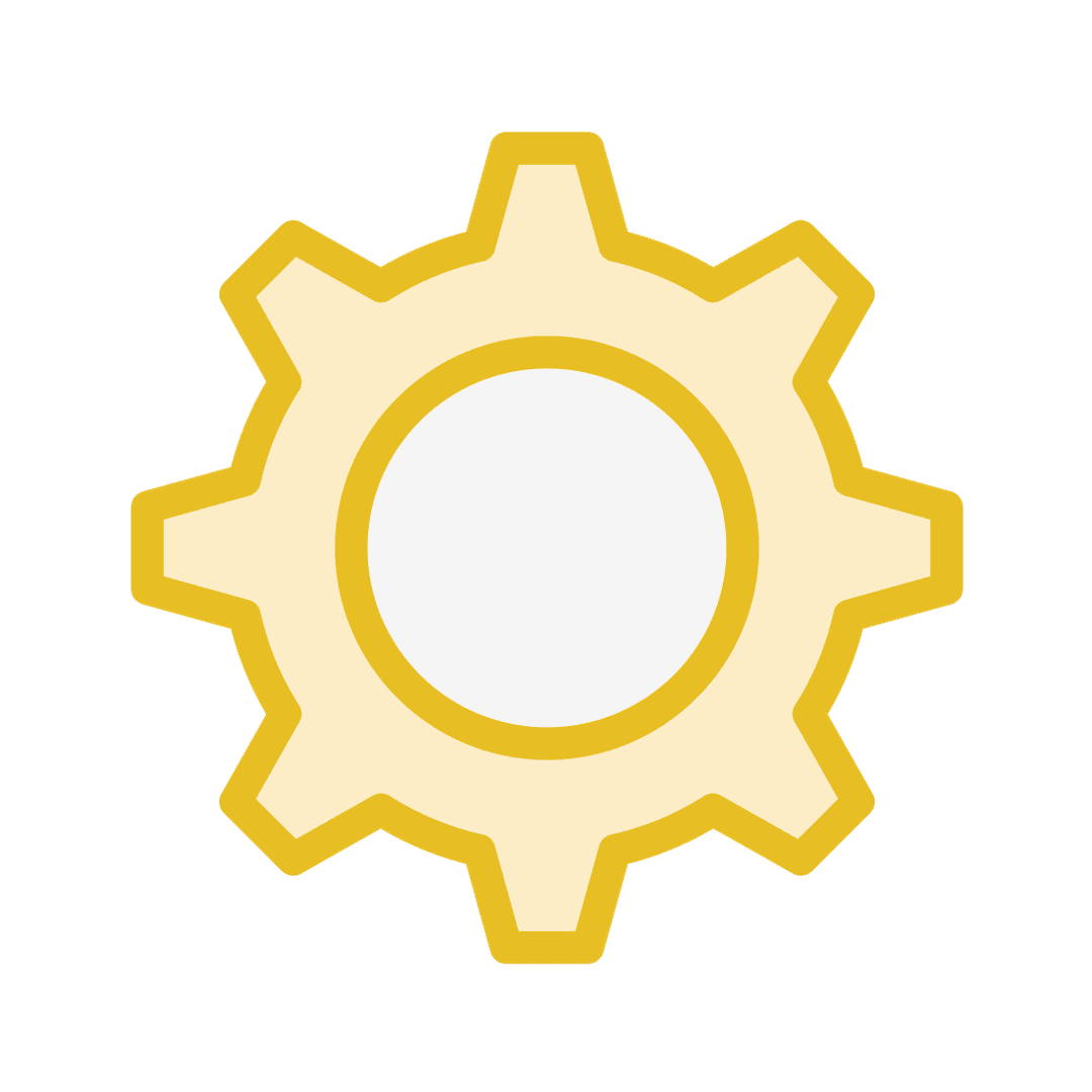 Yellow Outline Gear Settings Icon PNG