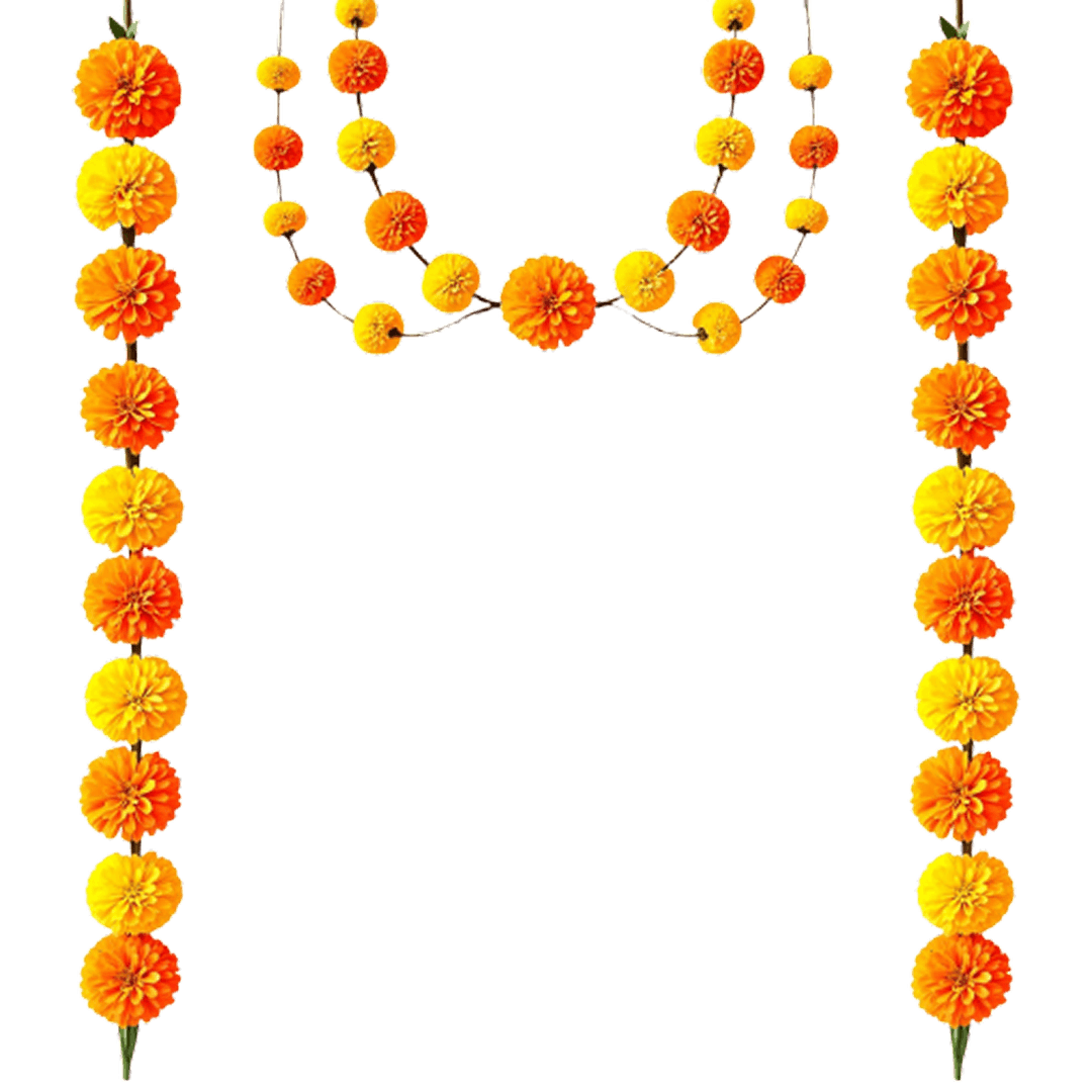 Traditional Genda Phool Marigold Decoration PNG