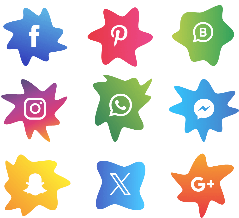 Colorful Social Media Splash Icons PNG