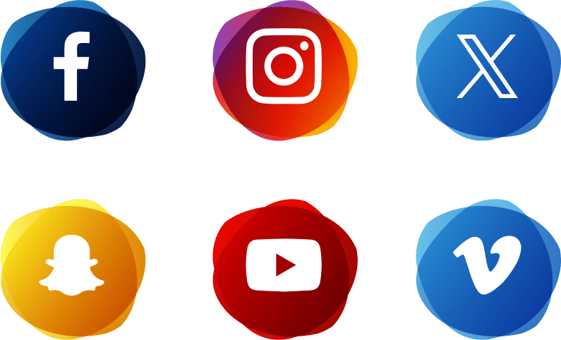 Gradient Blob Social Media Icons Set PNG