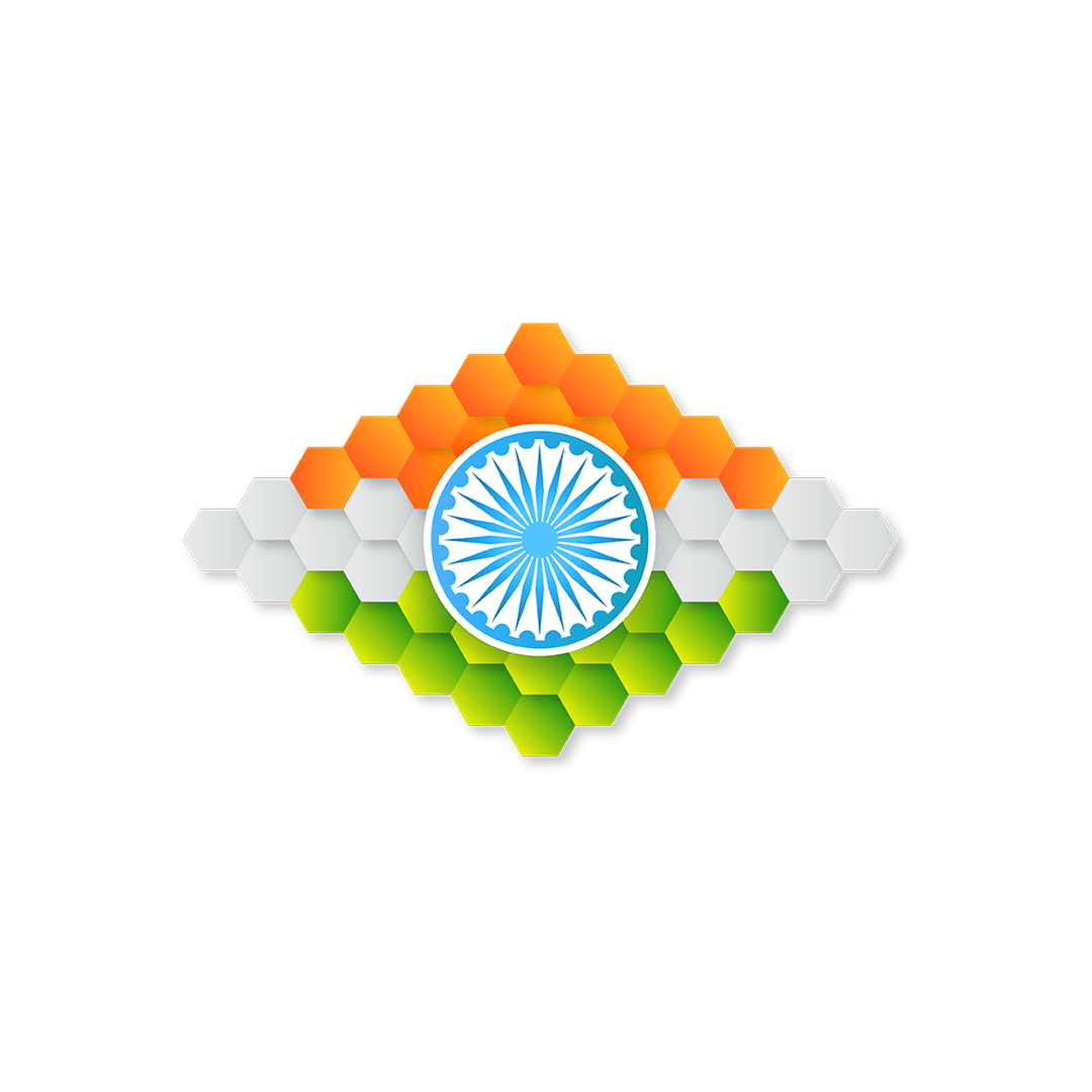 Geometric Indian Tricolor Hexagonal Mosaic Illustration