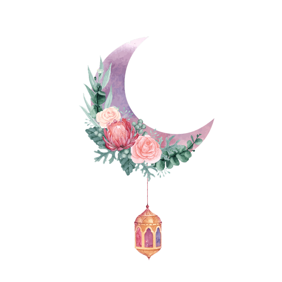Watercolor Floral Moon