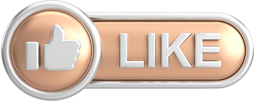 3D Rose Gold Metallic Like Button PNG