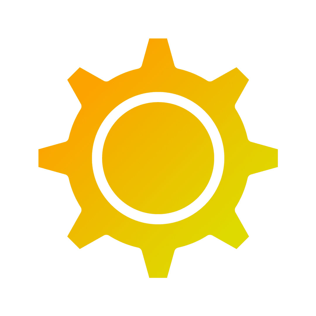 Solid Yellow Gradient Gear Settings Icon PNG