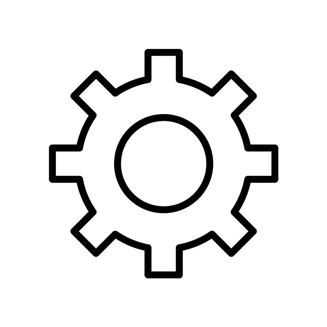 Black Outline Gear Settings Icon PNG