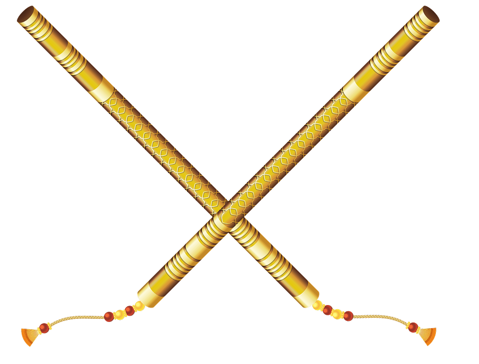 Ornate Crossed Dandiya Sticks PNG