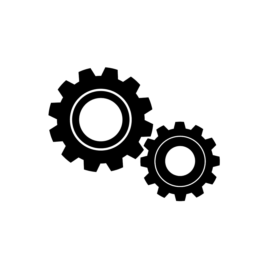 Interlocking Black Gears Collaboration Icon PNG