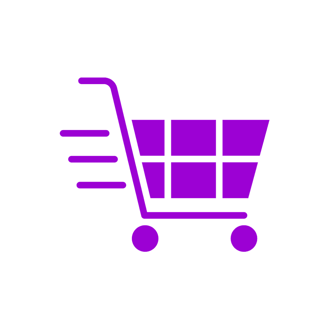 Purple "Fast Checkout" Shopping Cart Icon