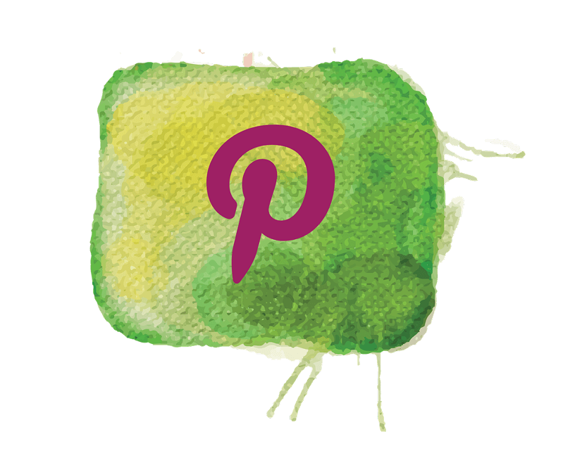 Artistic Green Watercolor Pinterest Icon PNG
