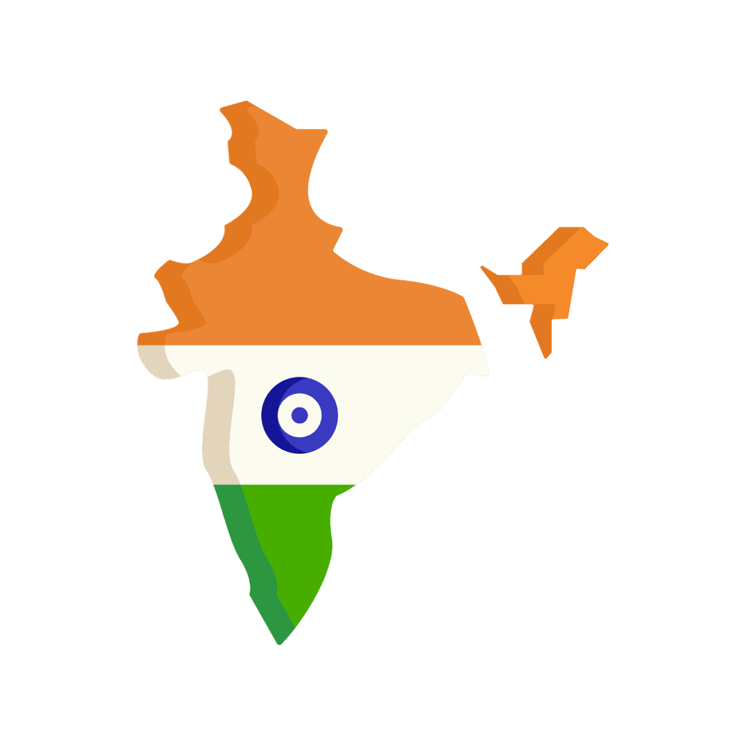 3D India Map Silhouette with National Flag Tricolor