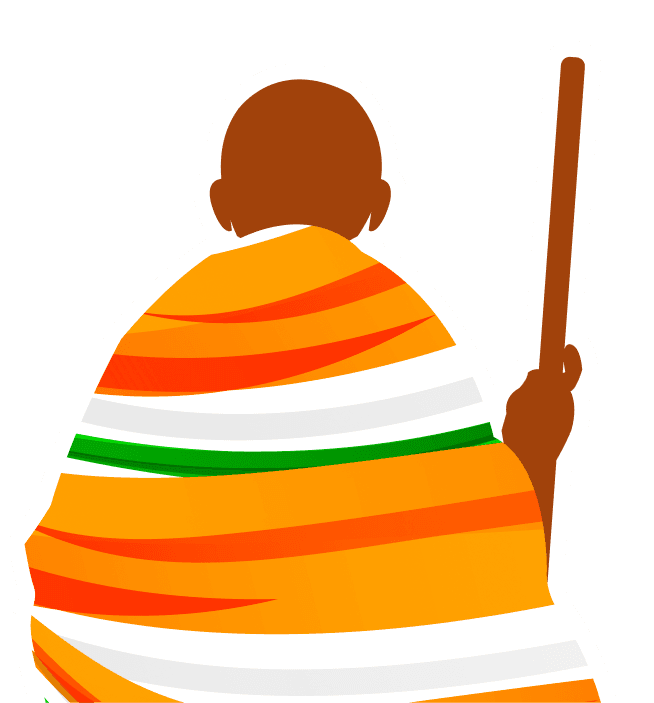 Gandhi Back Silhouette with Patriotic Tricolor Wrap