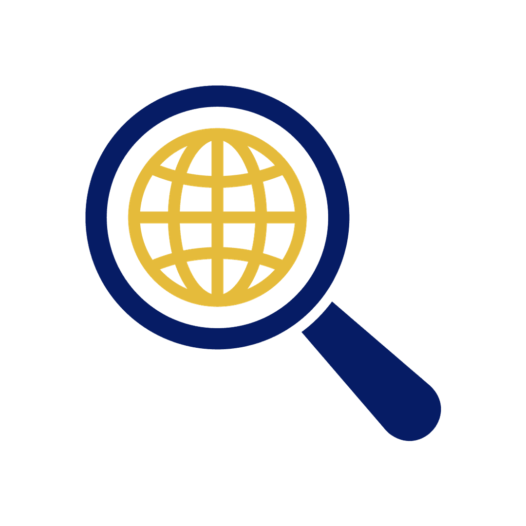 Blue Magnifying Glass with Yellow Globe PNG