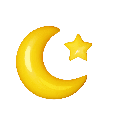Cute 3D Cartoon Crescent Moon and Star PNG