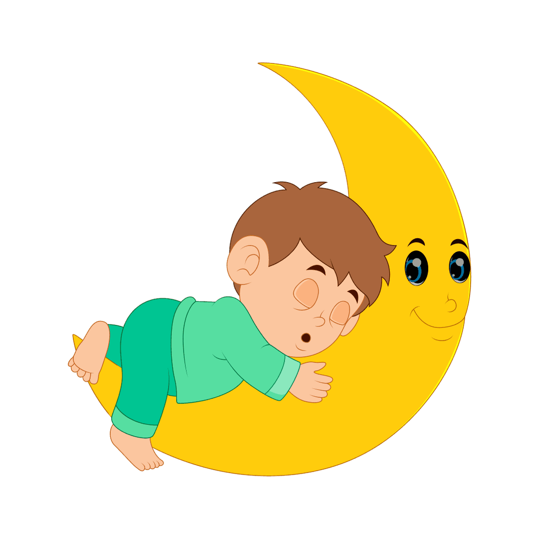 Cute Sleeping Baby on Smiling Moon PNG