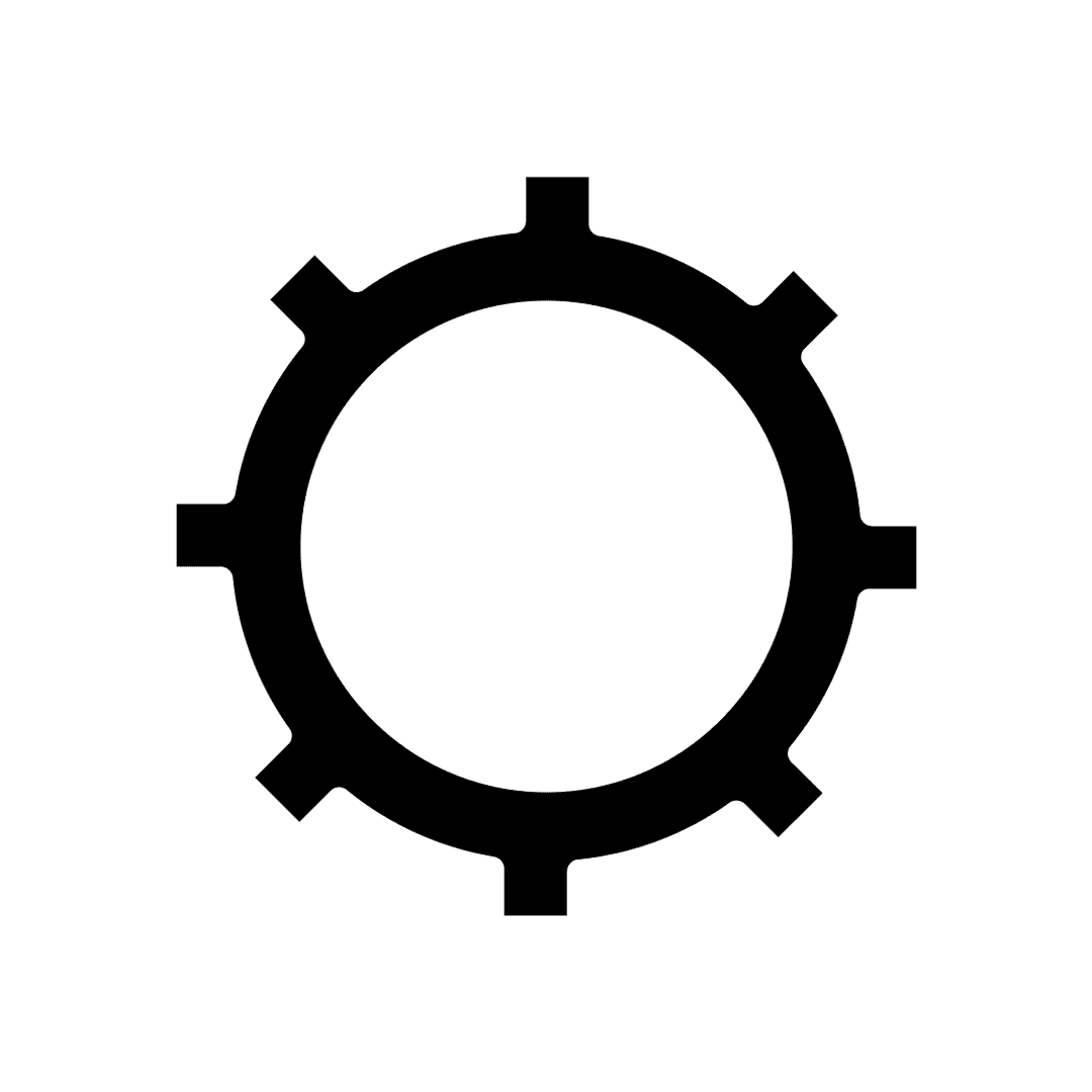 Minimalist Black Gear Settings Icon PNG