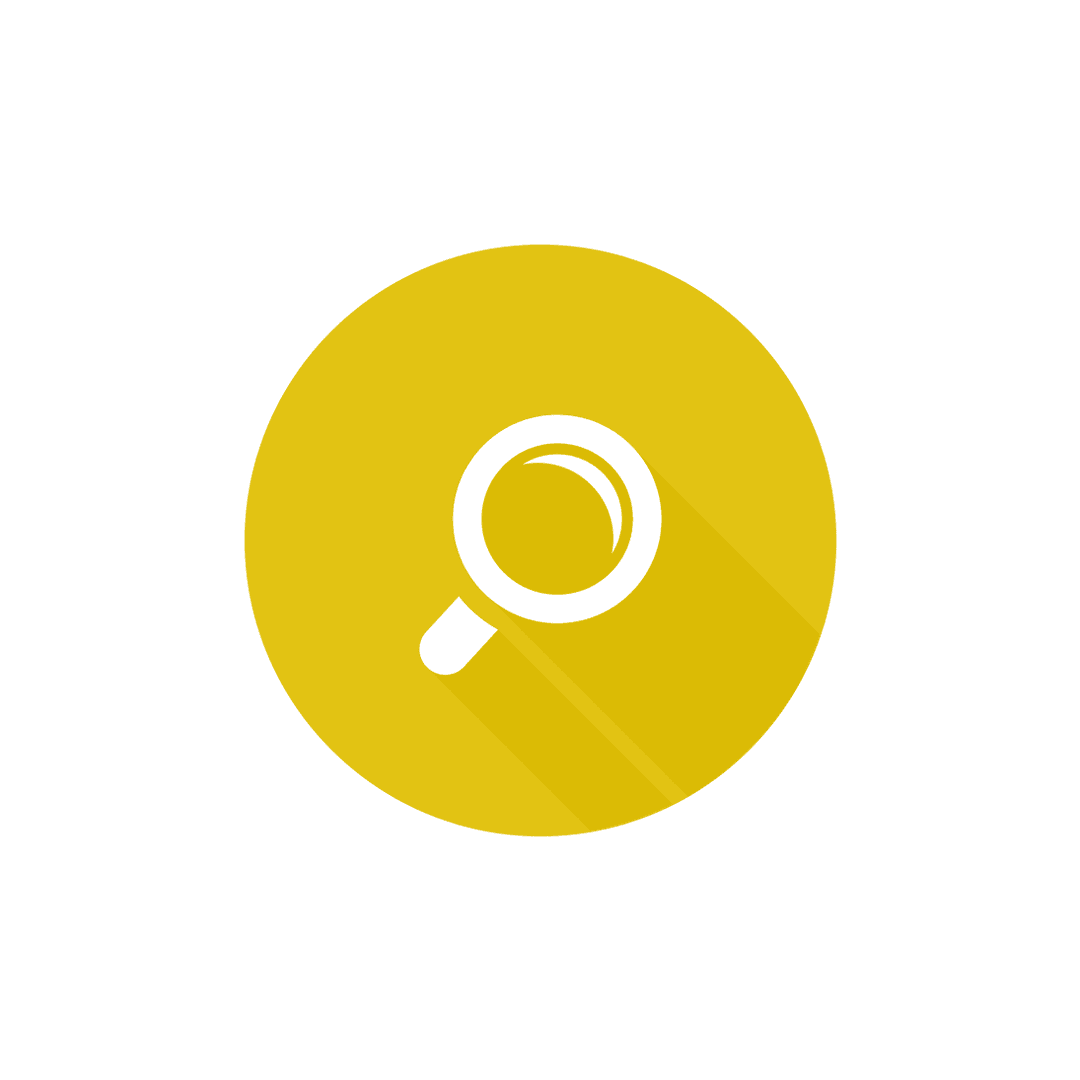 Yellow Circle Search Icon with Long Shadow PNG