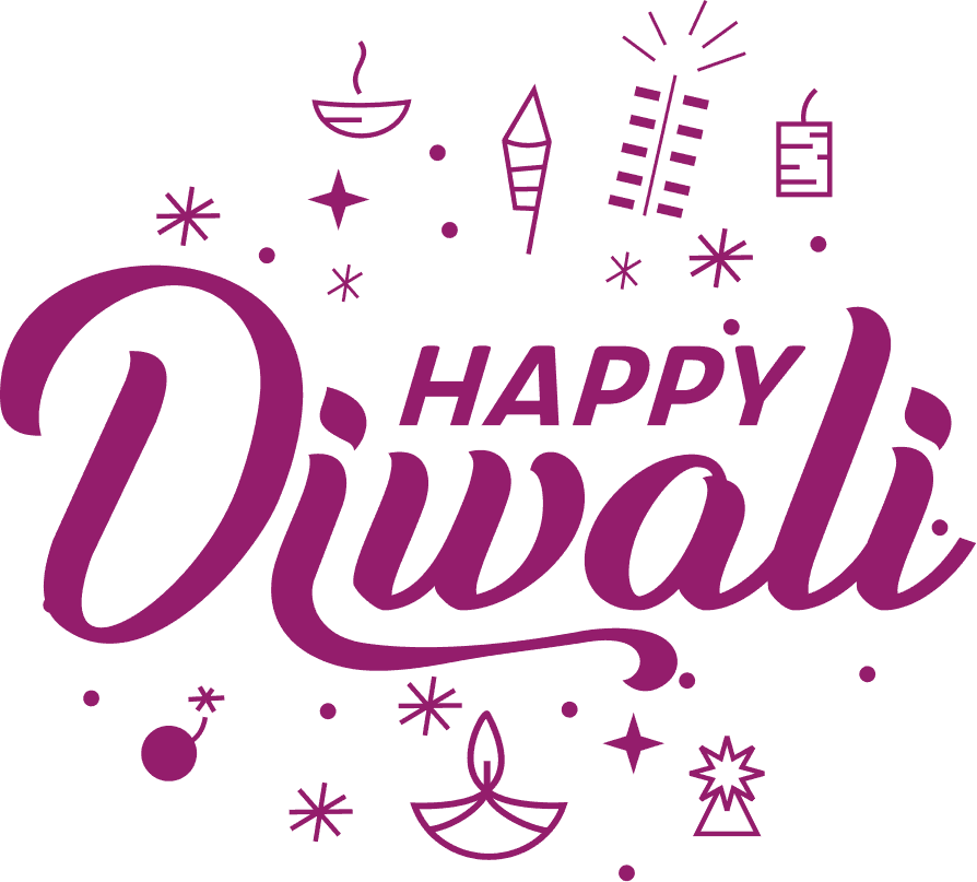 Cheerful Happy Diwali Typography PNG