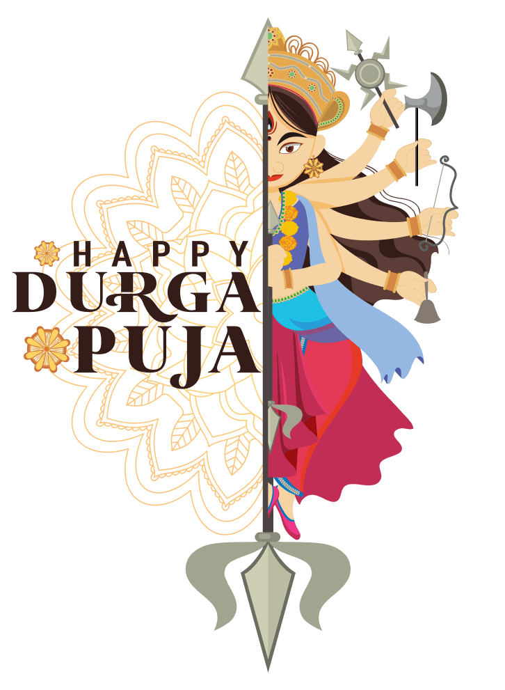 Maa Durga & Happy Durga Puja PNG