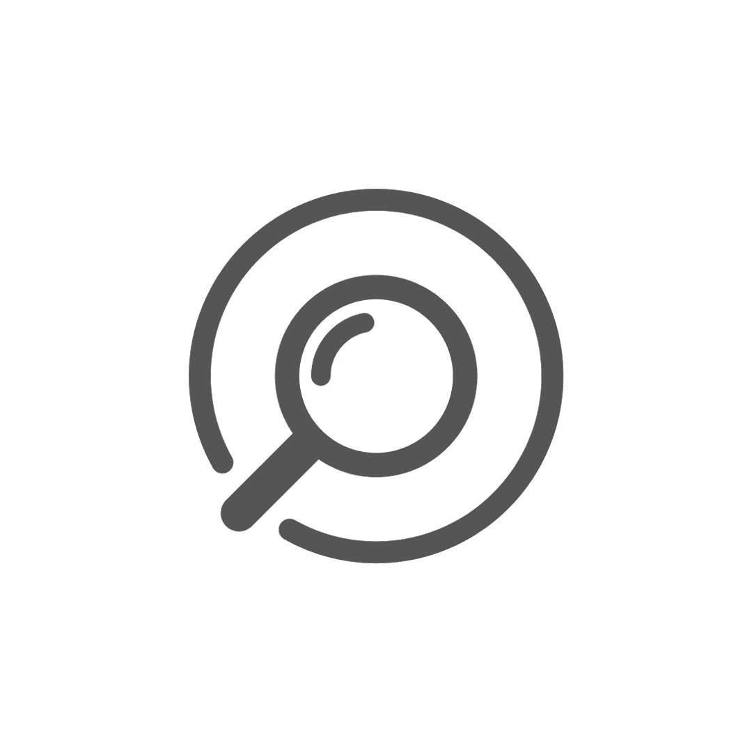 Grey Circular Line-Art Search Icon PNG