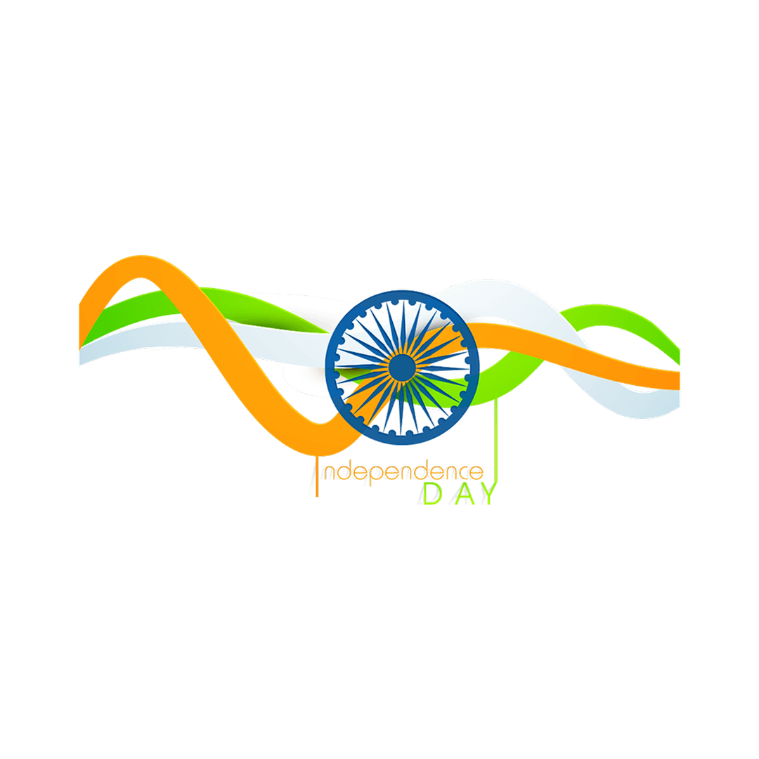 Indian Tricolor Wavy Ribbon with Ashoka Chakra