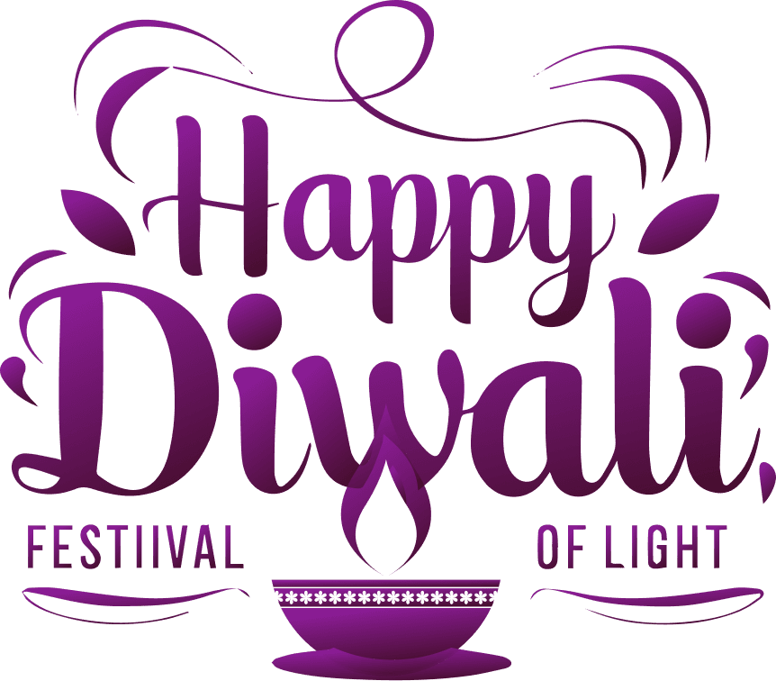 Happy Diwali Gradient Typography PNG