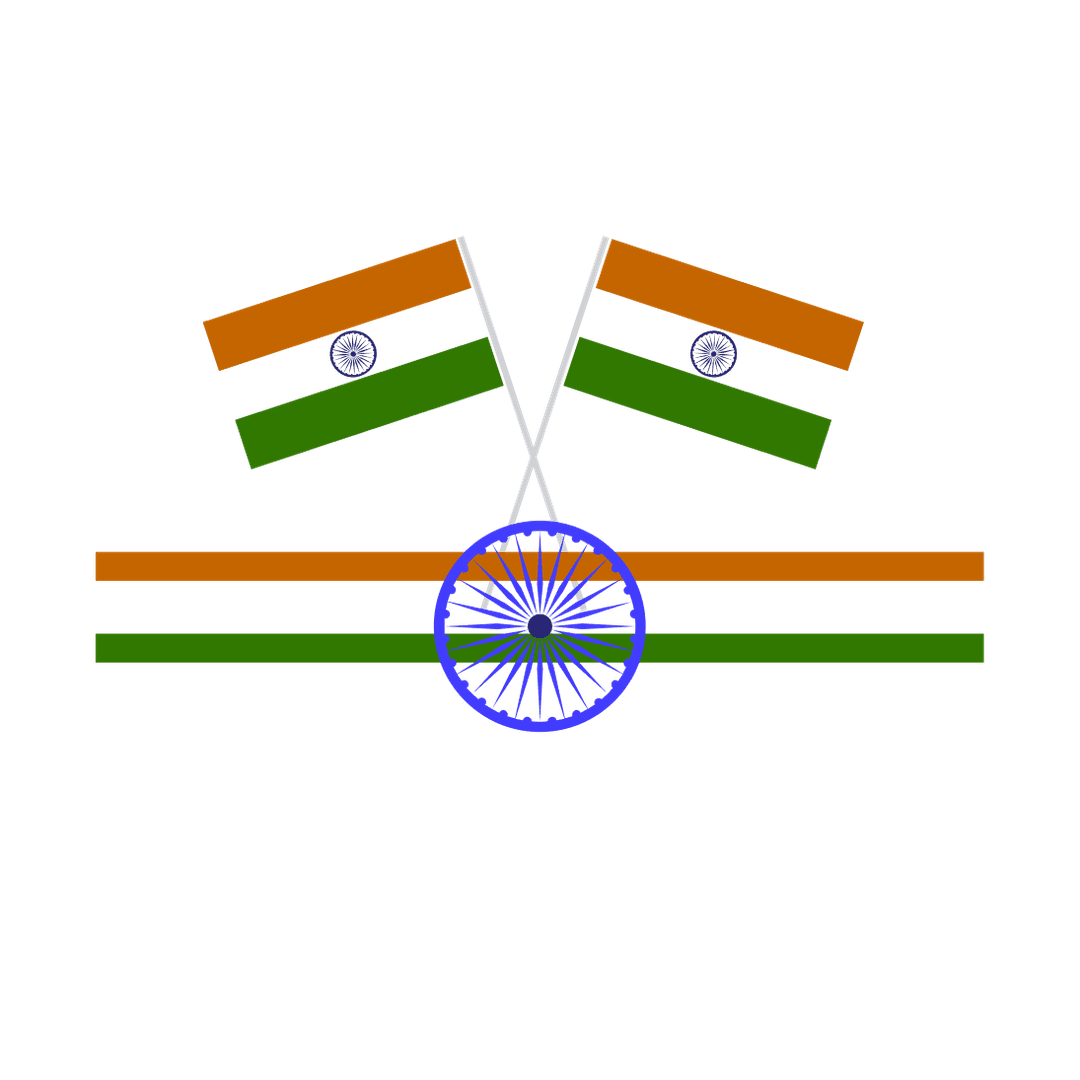 Crossed Indian Flags with Central Ashoka Chakra