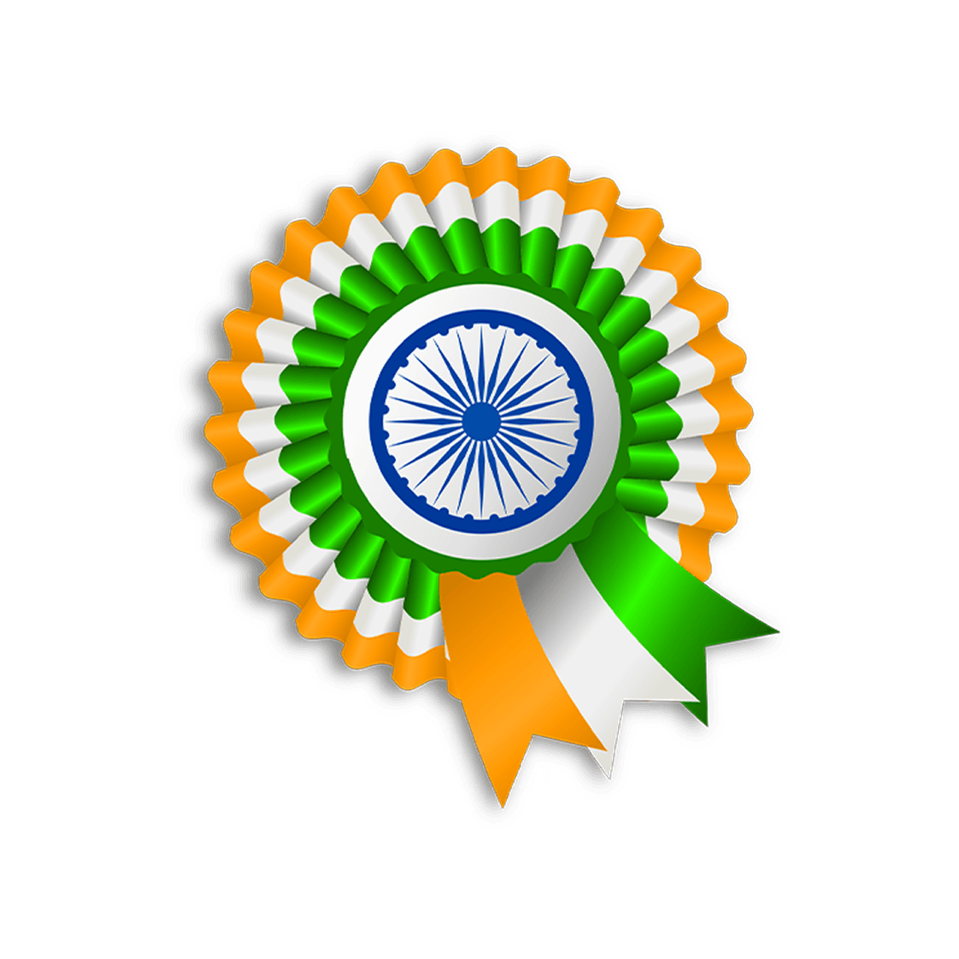 Indian Tricolor Rosette with Ashoka Chakra