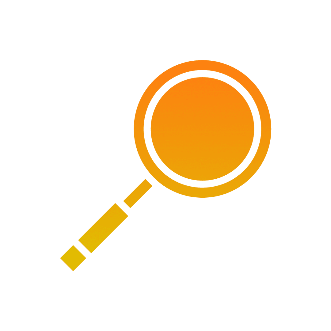 Stylized Orange Gradient Search Icon PNG