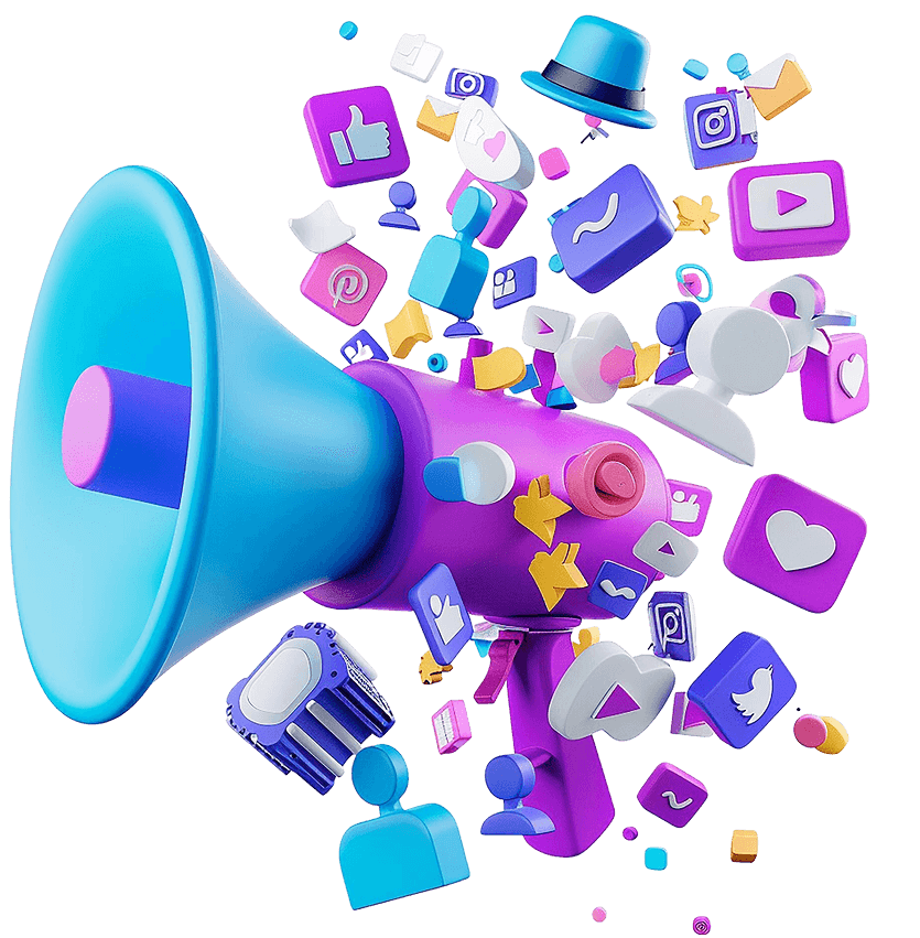 3D Megaphone Social Media Marketing Illustration