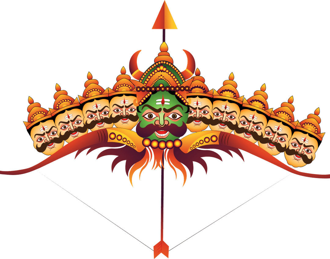 Ravan Ten Heads with Bow & Arrow PNG