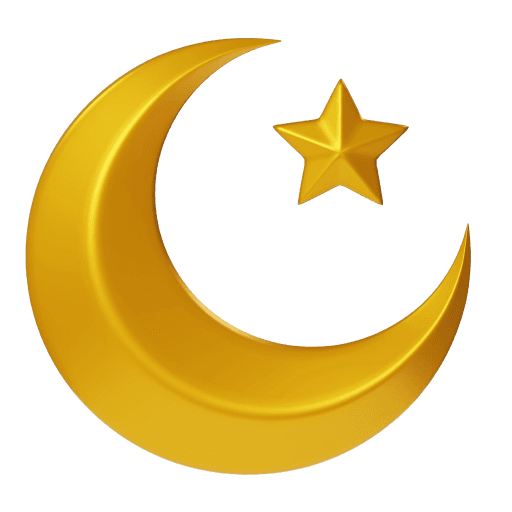 3D Matte Gold Crescent Moon and Star PNG
